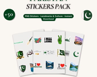 Pakistan Sticker Pack PNG, Travel Landmarks & Culture Stickers, Printable Digital Download