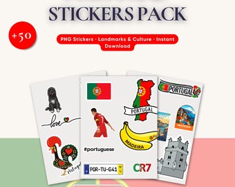 Portugal Sticker Pack – Digital PNG Stickers | Portugal Map, Flag, Lisbon, CR7