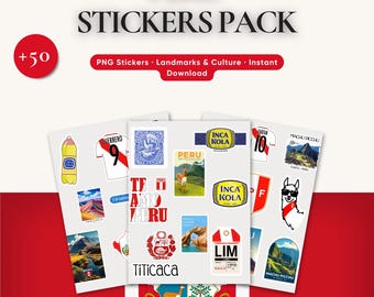 Peru Sticker Pack (50+ PNGs) | Peru Travel Stickers, Machu Picchu, Lima, Cusco, Llama, Inca Culture | Digital Download