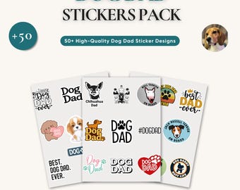 Dog Dad Sticker Pack, 50 Designs, Printable Breed Graphics, Digital Download