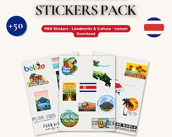 Costa Rica Travel Stickers | Pura Vida Bundle, CR Car Decals, Laptop, Journal & Planner Stickers