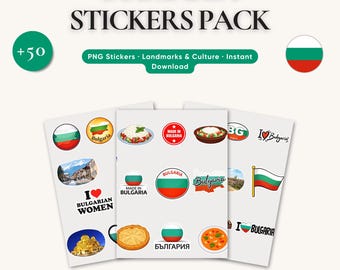 Bulgarien Digitale Aufkleber | 50+ PNG Aufkleber | Bulgarische Sehenswürdigkeiten, Flagge & Essen | iPad GoodNotes Planer