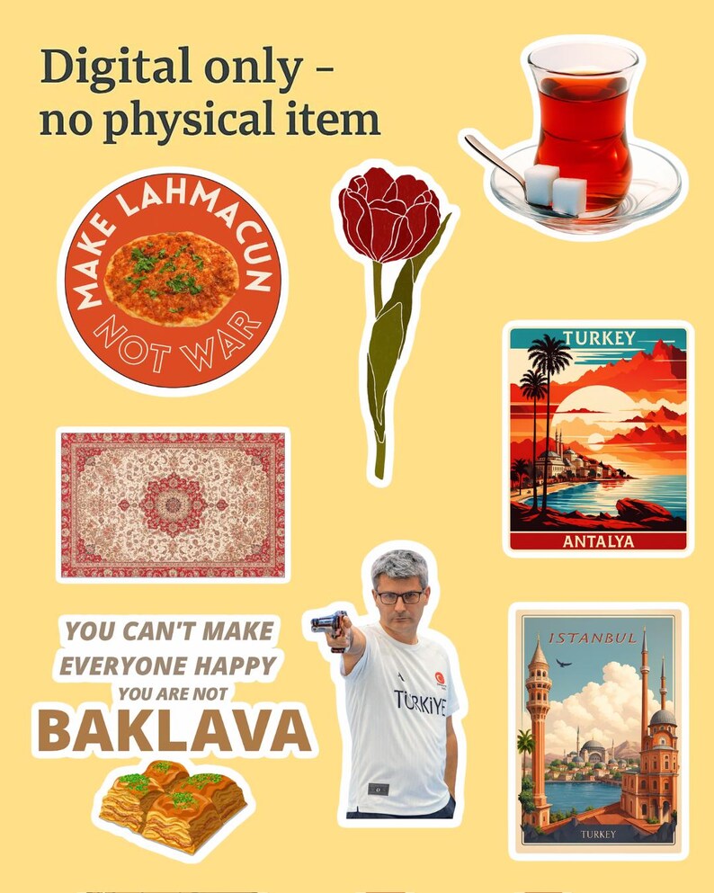 Turkish Rug Sticker Turkey Sticker Pack • Turkish Icons • Türkiye PNG Stickers - Etsy