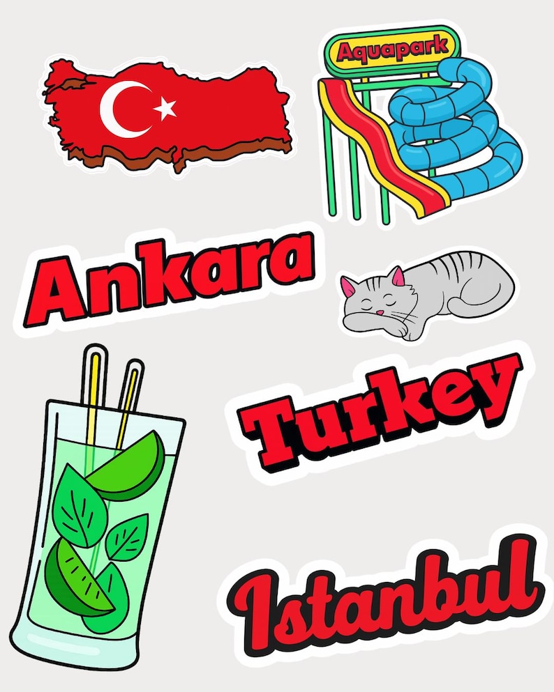 Turkey Exopy Sticker Turkey Sticker Pack • Turkish Icons • Türkiye PNG Stickers - Etsy