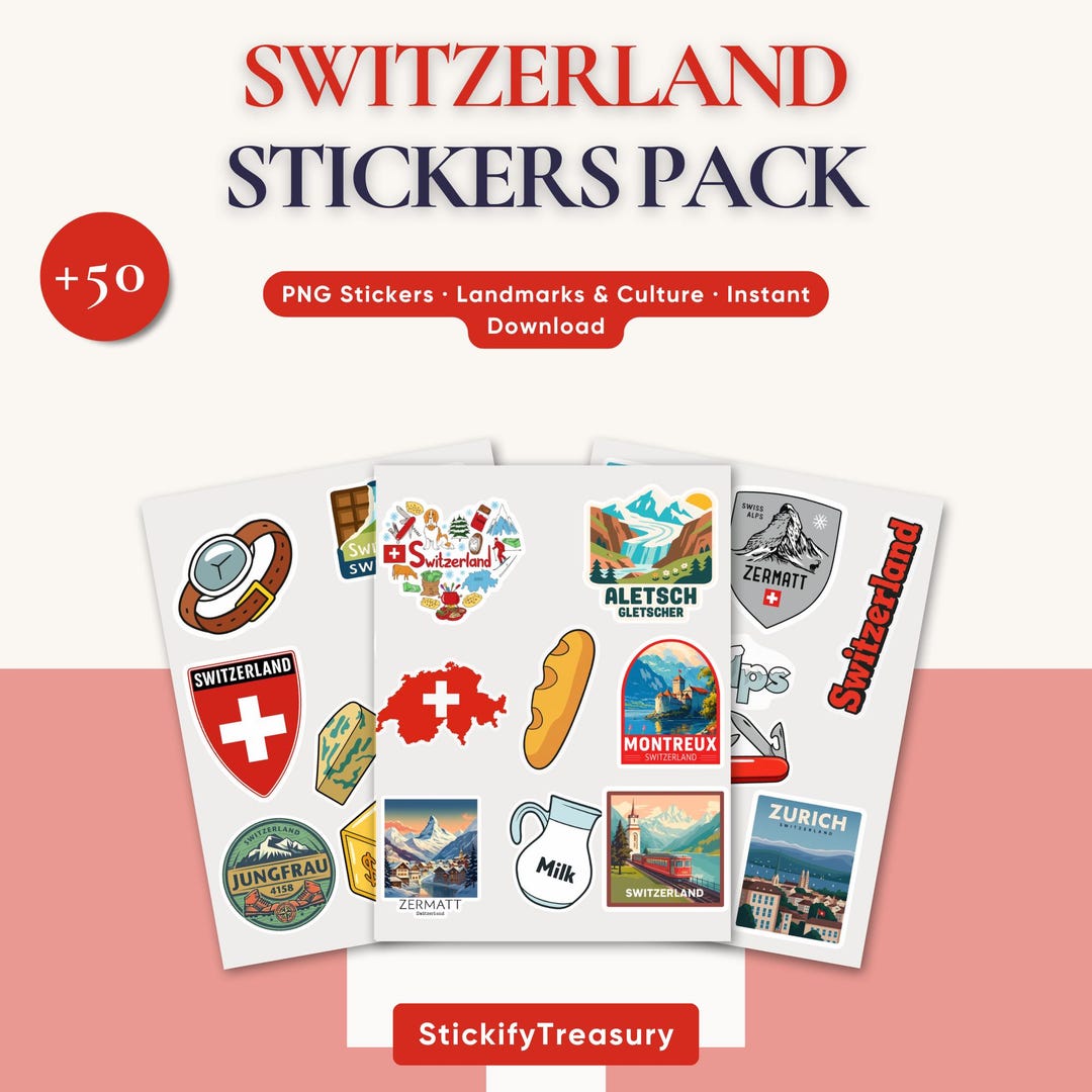 Switzerland Sticker Pack • 50+ Swiss Landmarks & Culture PNG Stickers ...