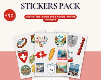 Switzerland Sticker Pack • 50+ Swiss Landmarks & Culture PNG Stickers • Instant Download