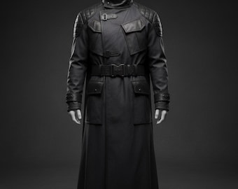 Men's Tactical Trench Coat: Futuristic Military Steampunk Overcoat