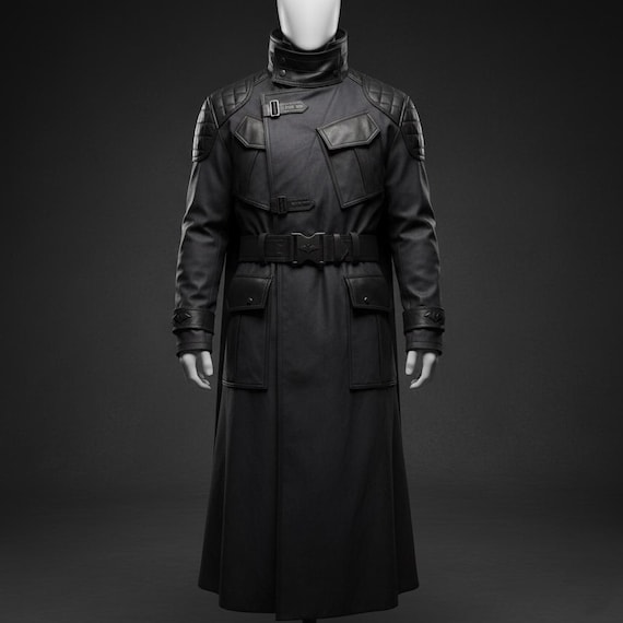 Men's Tactical Trench Coat: Futuristic Military Steampunk Overcoat