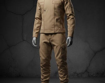 Men's Handmade Tactical Canvas Suit | Khaki Military Outfit