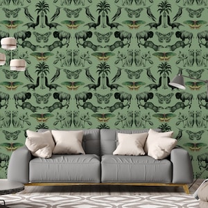 Tapisserie - Animaux vintage (Vert)