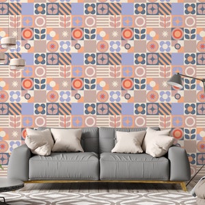 Tapisserie - Tuiles Retro (rose lilas)