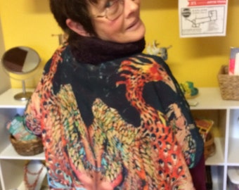 New York Artist Design - Feathers of the Phoenix  Kimono Robe - Phoenix Batik