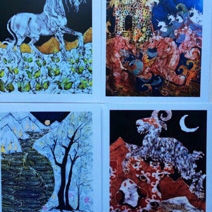 Fantasy Landscape batik cards set Enchanted landscapes series Set of four Magical blank Cards image 1