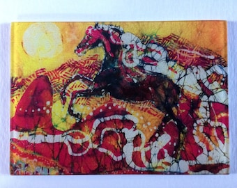 Tabla de cortar de vidrio con diseño de caballo: Decoración de cocina de vidrio templado con arte batik (20,3 x 28,9 cm)