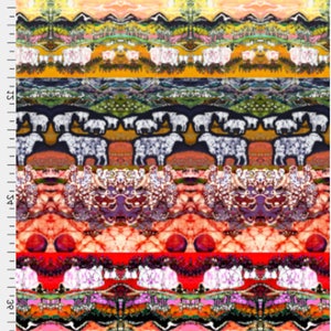 Sheep Fabric panels from my  batik -art fabric   1 Yard - 4  panels from original batik