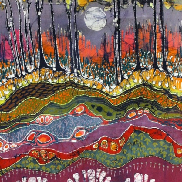 Moonlight Over Spring - very large print of original batik