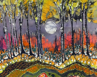 Moonlight Over Spring Batik Art Fabric - Cotton Yard
