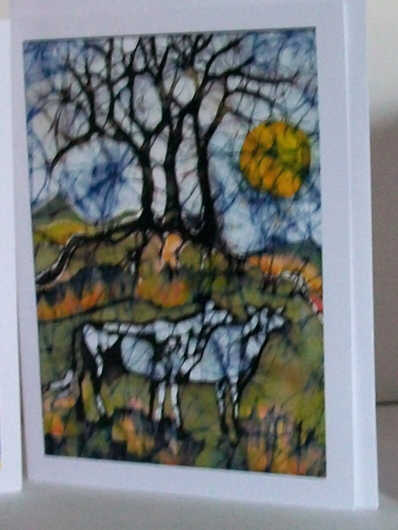 4 blank art cards Farm Animals cards pasture landscapes Sheep Cows