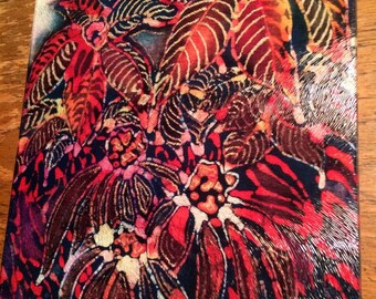 Flowers Cutting Board - Coneflower Glory -  Tempered glass  - Detail from original batik  -  8" x 11"