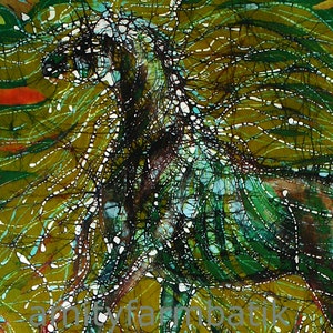 Horse Rises From the Earth 16x 20 large fabric panel from original batik image 3