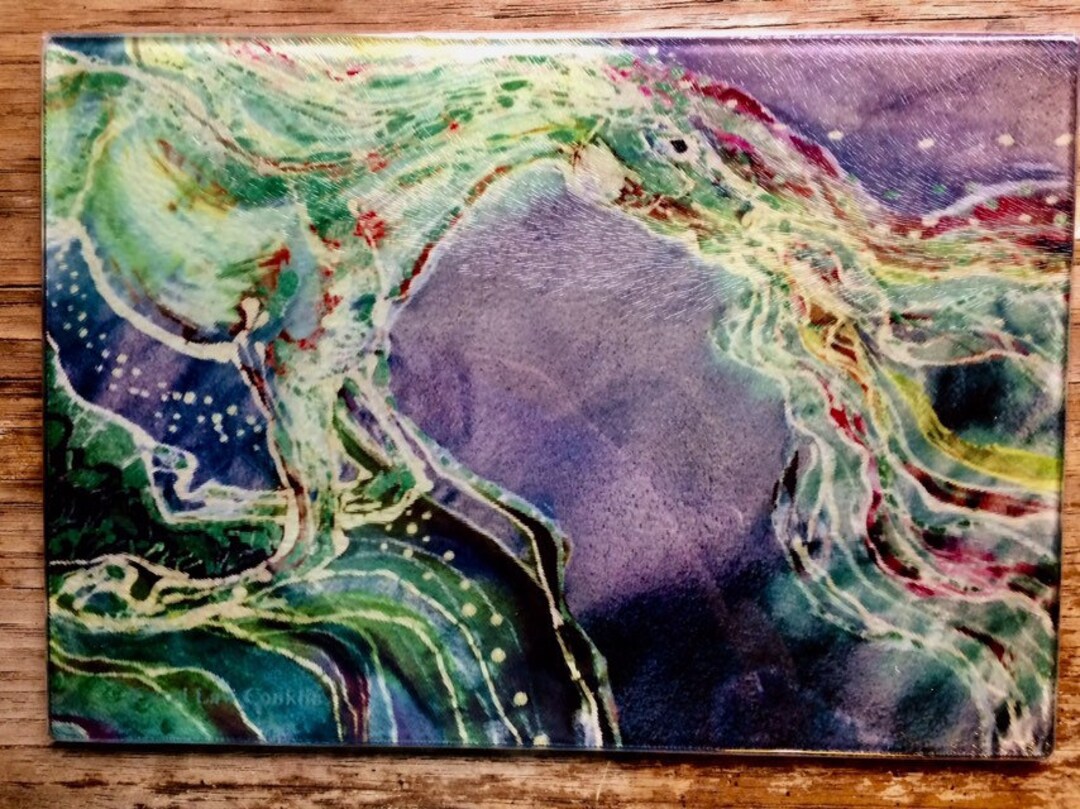 Glass Cutting board Draft Horses. main image 1