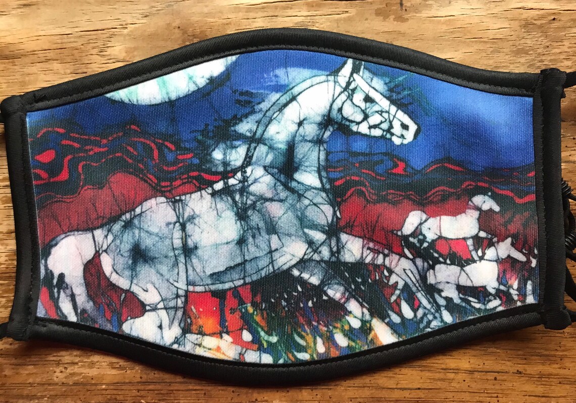 Horse Face Masks Horse Batik Washable Triple Layer Etsy