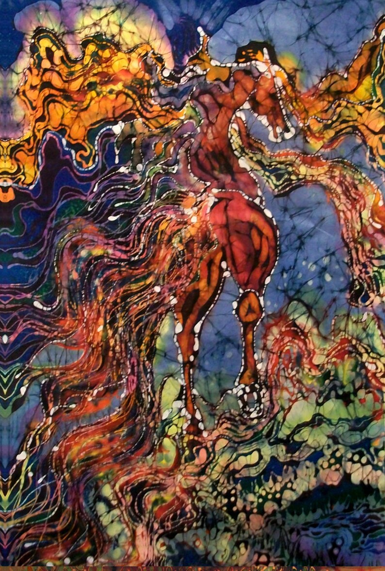 batik applique from original Catch the Wind Custom printed fabric from batik 12 x 32 fabric panel