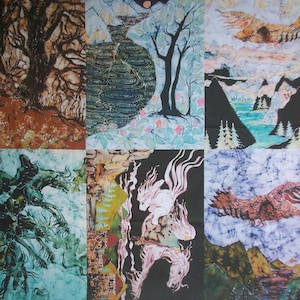 Fabric panels from the Lord of the Rings by Tolkien batik fabric 6, 12 x 16 from original batik image 1