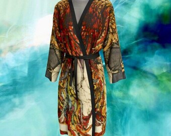 Batik Unicorn and Phoenix Peignoir Robe - Unicorn and Phoenix