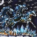 Horses Frolic on a Starry Night - art fabric from original batik Quilting - sewing supply