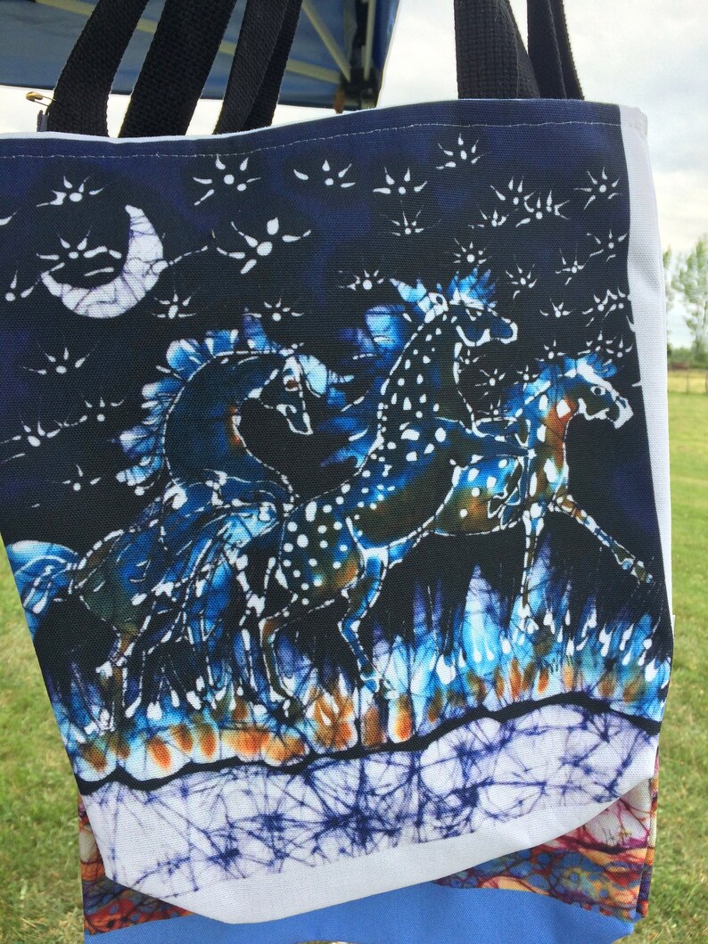 Horse Tote Bags Horse Medley Batik Fabric Etsy
