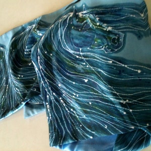 Horse Silky faille sash /scarf - Horse with Windblown mane -   women's fashion  -  from original batik -