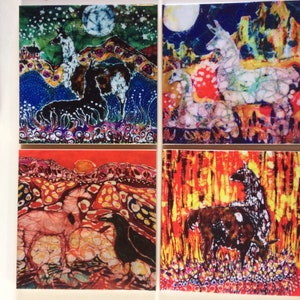 Llamas Trivets   - selection of four batik llama tiles  -   Ceramic tiles  - from original batik