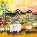 Sheep on a Sunny Summer Day - mirror image fabric for quilting and applique