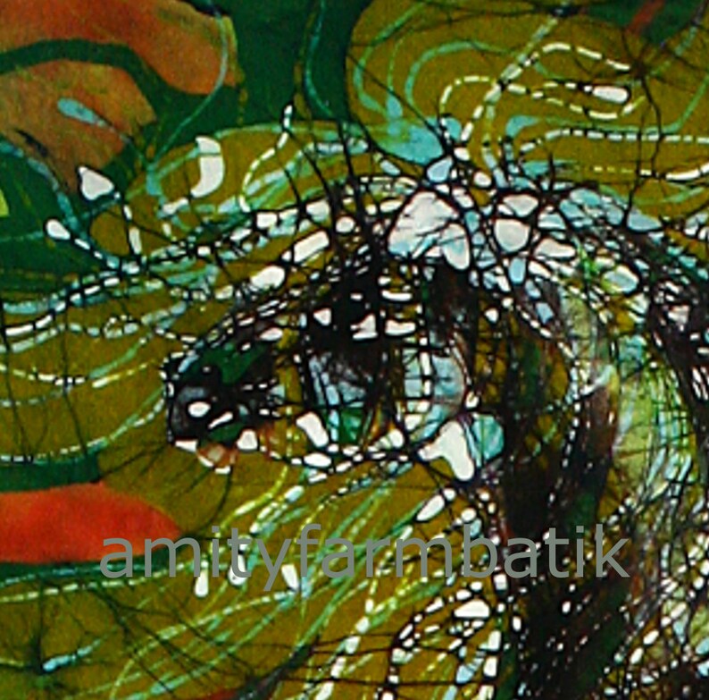 Horse Rises From the Earth 16x 20 large fabric panel from original batik image 2