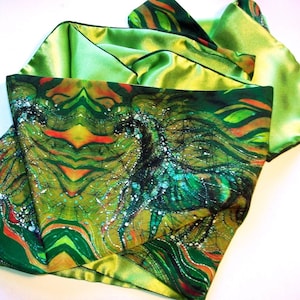 Horse Rises From the Earth     -     Silky faille scarf -    from original batik -