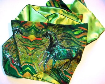 Horse Rises From the Earth     -     Silky faille scarf -    from original batik -