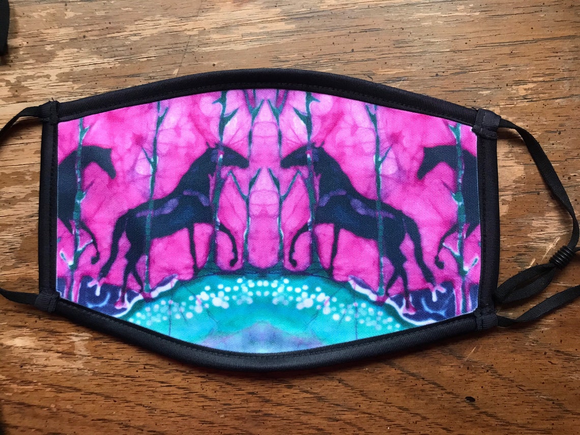 Horse Face Masks Horse Batik Washable Triple Layer Etsy