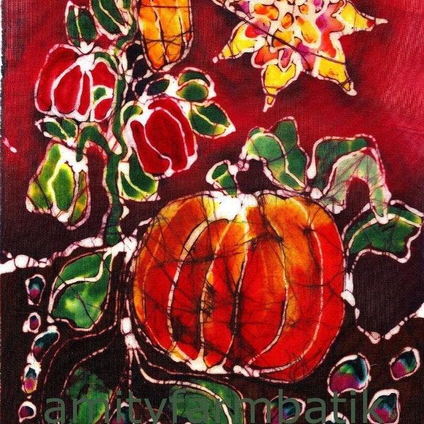 Pumpkin Harvest   -  art fabric from original batik painting