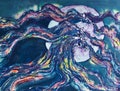 Horses in the sky - Twilight Falls  - Abstract - Original batik painting
