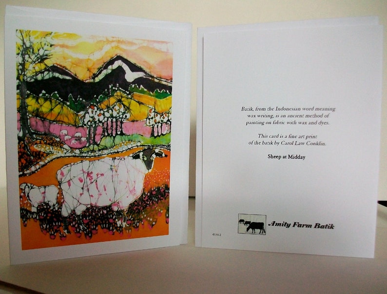 4 blank art cards Farm Animals cards pasture landscapes Sheep Cows