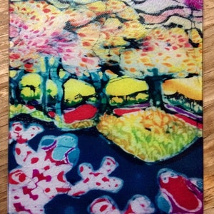 Springtime Cutting Board - Frogs Awaken in Spring  -   from original batik by Carol -  8&quot; x 11&quot;