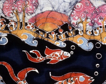 Fish in a Rainbow Circle - batik print from original