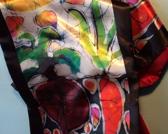 Summer Sun on Garden - Silky faille sash / scarf -  women's fashion -  from original batik -