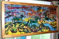 Horses leap from the Sea  -  batik painting - original art