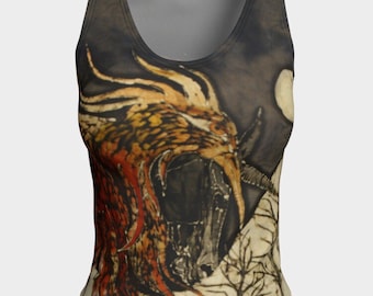 Camiseta sin mangas batik de unicornio y fénix - para Marianne - Ropa de mujer de arte mítico /