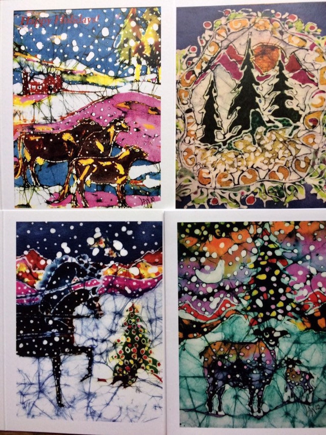 Batik Select Christmas Cards - 4 Batik Assorted Christmas Cards - Etsy