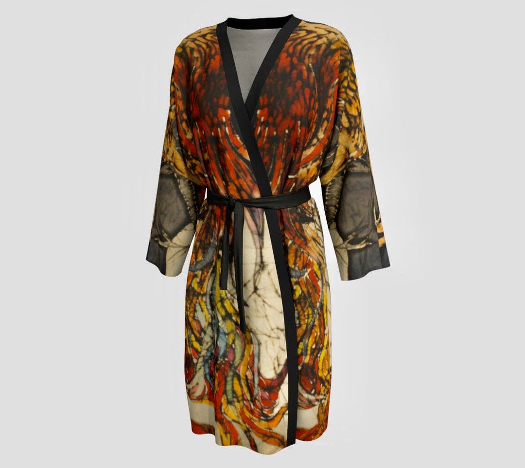 Batik Unicorn & Phoenix Robe: Mythical Peignoir, Lightweight Fabric - Etsy