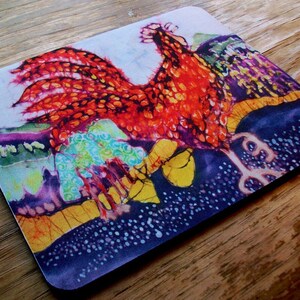 Red Rooster Mousepad  13  - Morning Rooster batik  -  mousepad from original batik by Carol