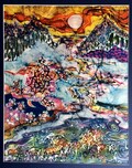 Turtle Merges with Earth Water Sky     -    Original batik painting